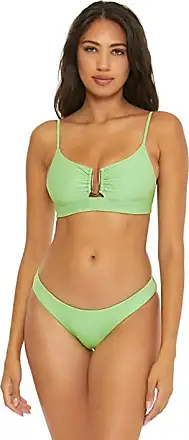 Seersucker Mid Rise Cheeky Bikini Bottoms in Seafoam Green