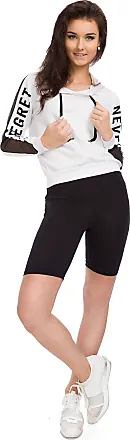 Womens Cotton Rich 1/2 Leggings High Waisted Solid Cycling Pants Sports Gym  LKW