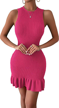 MakeMeChic Women's Solid Sleeveless Rib Knit Slim Fit Bodycon Mini Cami Dress 