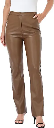 HDE Women's Faux Leather Pants High Waisted Straight Leg Trousers