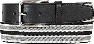 Stretch Leather Tab Belt | Striped Web