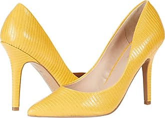 mustard color high heel shoes