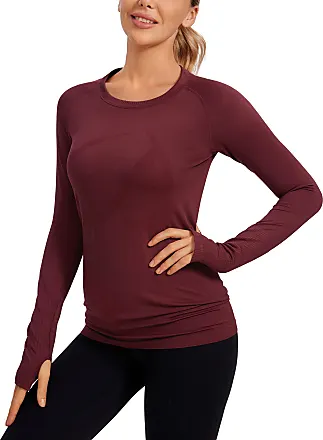 Women Long Sleeve Workout Shirts Running Shirts Breathable Athletic Yoga  Tops