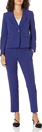 Le Suit Womens Petite 1 Button Notch Collar Stretch Crepe Slim Pant Suit, Royal Navy, 6P