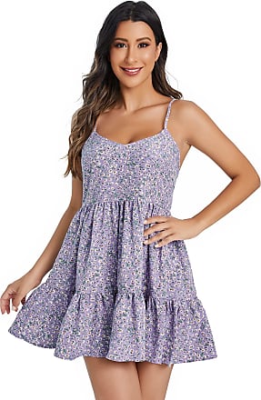 Womens Clothing Dresses Mini and short dresses Liquorish Synthetic Floral Knot Front Mini Dress in Purple 