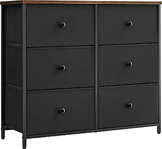 Songmics 7 Fabric Drawer Dresser for Livingroom Storage Dresser Rustic  Brown and Black