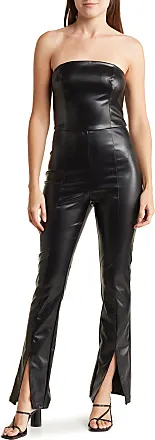 Strapless faux-leather jumpsuit in black - Alex Perry