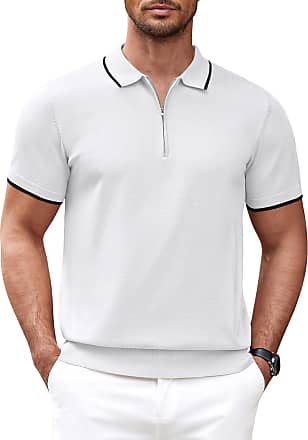 COOFANDY Men's Long Sleeve Polo Shirt Striped Collar Casual Slim Fit Cotton  Polo T Shirts at  Men’s Clothing store
