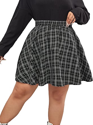 Romwe Women's Plus High Waist Cut Out Buckle Skort Asymmetrical Skirt Shorts 