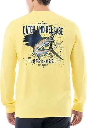 Guy Harvey Mens Swordfish Solid Long Sleeve T-Shirt - Blue - Large