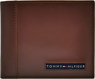 tommy hilfiger brown leather wallet