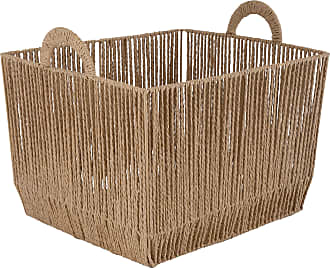 Red Paper Rope Storage Basket with Cutout Handles, Small