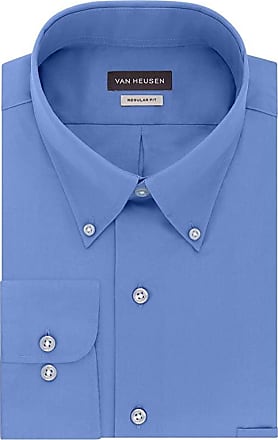 Nwt $95 Van Heusen Men Regular-Fit Blue Long-Sleeve Collar Dress Shirt 16 34/35 