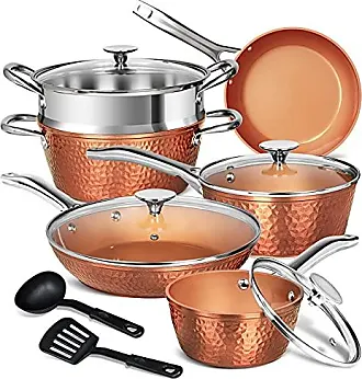 MICHELANGELO Copper Sauce pans with lids 1.5+3qt, Copper Saucepan