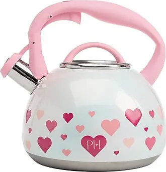 Paris Hilton Stainless Steel Pots and Pans Set with Stay-Cool Pink Handles, Tempered Glass Lids, Bonus Heart Shaped Measuring Cups and Spoons