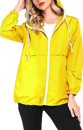 BaojunHT Womens Hooded Rain Jacket Lightweight Outdoor Waterproof Raincoat Zip Pocket Windbreaker Windproof All-Weather Overcoats for Hiking Plus Size