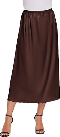 WINYU Womens Half Slip Elasticated Lace Waist Silk Underskirt Petticoat 19 inches Long 