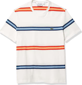 short sleeve crew tee Lacoste Striped T Shirt in White & Blues