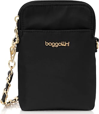 Baggallini Women's Flap Crossbody with Chain, Black/Gold Hardware