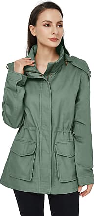 WenVen Women's Fall Cotton Military Jacket Lightweight Long Sleeve Quilted  Utility Coat (Army Green, XL) 