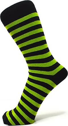 Lime Green And Black Thin Striped Ankle Socks Size: 4-7 