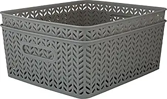 Simplify Medium Plastic Stackable Organizer Storage Basket with Adjustable  Dividers in Grey