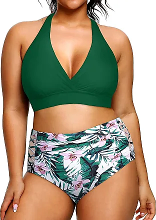 Yonique Womens Plus Size Bikini High Waisted Swimsuits Two Piece Bathing  Suits Tummy Control Swimwear