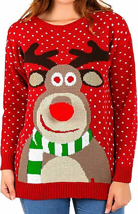 ZEE FASHION Womens 3D Rudolph Reindeer Elf Novelty Xmas Sweater Jumper Knitted Top 