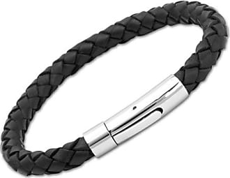 Schwarzes Unique Armband echtes Leder 5,5mm Schwarz Länge wählbar LB0082 