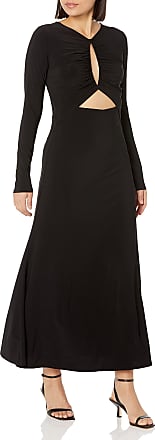 Bcbgmaxazria Womens Long Sleeve Fit and Flare Maxi Dress with Cut Outs, Black, XX-Small