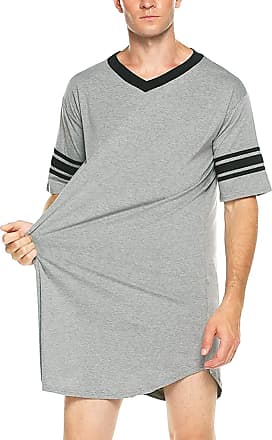 FEOYA Mens Nightshirt Pajama Top Nightwear Lightweight Cotton Soft Nightgown Long Sleeve Sleepwear Half Button for Home Hospital Loungewear 