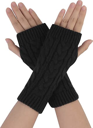 sourcingmap Women Winter Christmas Fingerless Thumbhole Elbow Length Knitted Gloves Arm Warmer 