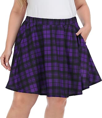 HDE Plus Size Skirt Plaid Mini Skater Skirts Pleated School Girl 