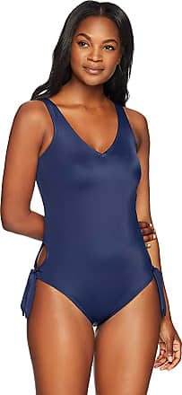 24W-26W 3X Coastal Blue Womens Plus Size Control Swimwear Front Zipper One Piece Swimsuit Black
