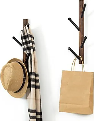 MyGift Wall Mounted Rustic Burnt Wood & Metal Wire Vertical Hat and Coat Garment Racks, Set of 2