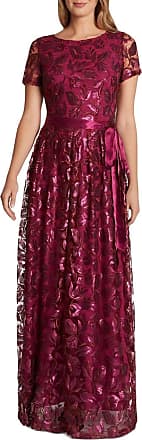 Tahari by ASL Womens Short Sleeve Lace Gown, Wild Aster Sequin, 14