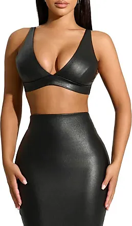 Women Glossy Leather Deep U Bra Crop Tops Shiny Latex Minimizer Bralette Top  (Color : A, Size : Small) : : Clothing, Shoes & Accessories