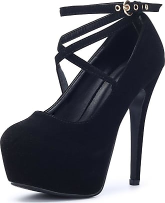 OCHENTA Womens Ankle Strap Platform Pump Party Dress High Heel 11 Black Size: 5.5 UK