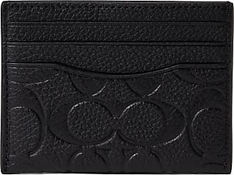 Coach Pebble Leather Flat Card Case - Black