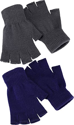 SATINIOR 2 Pair Unisex Half Finger Gloves Winter Stretchy Knit Fingerless  Gloves in Common Size