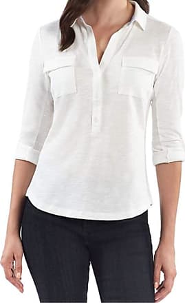 Jones New York New York Jones Womens Blouse 100% Cotton V-NeckLong Sleeve Shirt (XL, Ivory)