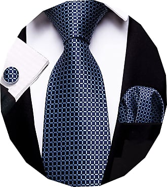 Barry.Wang Solid Ties Set Pocket Square Cufflinks Stripe Necktie Classic 