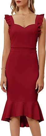 Grace Karin Womens Sleeveless Fishtail Dress Asymmetric Hem Evening Party Formal Midi Dress Bodycon Cocktail Dress Wine S