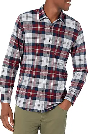 Essentials Men's Slim-fit Long-Sleeve Flannel Shirt, Black/Burgundy  Plaid, X-Small : : Clothing, Shoes & Accessories
