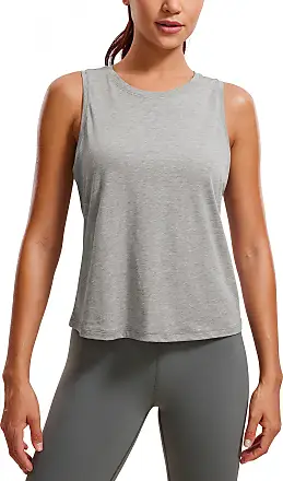 CRZ YOGA Women's Butterluxe Double Lined Racer Back Sleeveless Workout High  Neck Crop Top Gym Sports Cropped Tank Tops, Grey Sage, 14 : :  Clothing & Accessories