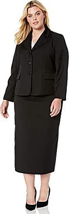 Le Suit Womens Plus Size 1 Button Notch Collar Zip Pocket Pindot Skirt Suit