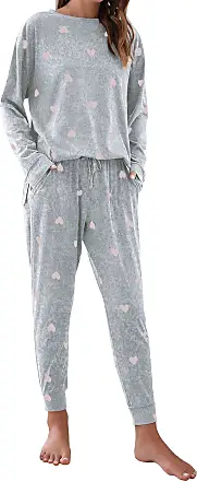 Blooming Jelly Womens Cute Pajama Sets Long Sleeve Heart Printed Lounge Set  Pockets Two Piece Outfits