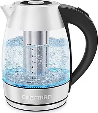 Chefman Electric Glass Kettle, Fast Boiling W/ LED Lights, Auto Shutoff &  Boil Dry Protection, Cordless Pouring, BPA Free, Removable Tea Infuser, 1.8