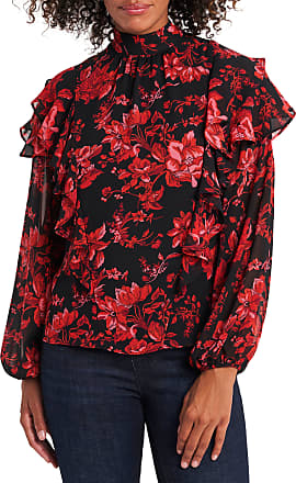 VINCE CAMUTO Split Neck Ruffle Sleeve Blouse