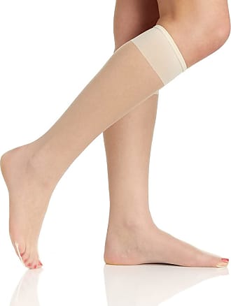 Knee High Sheer Socks 3 Pairs Opaque Comfort Top Knee Hi's Beige One Size BNWT